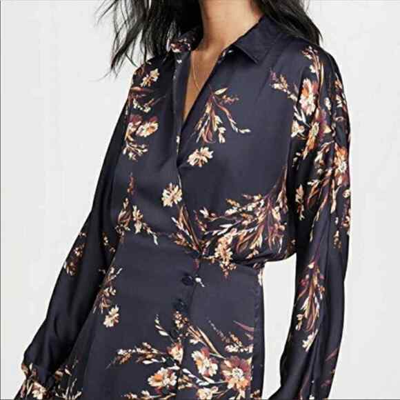 Equipment Long Sleeve V-Neck Women's Floral Faux Wrap Dress Size XS - Picture 14 of 14